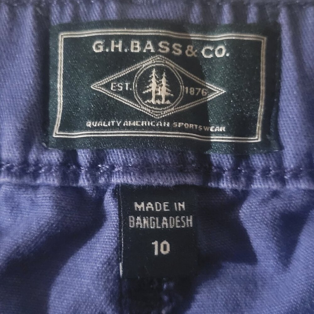 G.H. Bass & Co Women's Chino Cropped High Waist Pant Blue Elastic Back = Size 10 - Picture 9 of 10